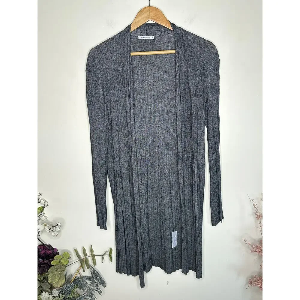 MM LAFLEUR The Graham Kimono Cardigan Textured Knit Marled Gray Sz XL $195 {X54}